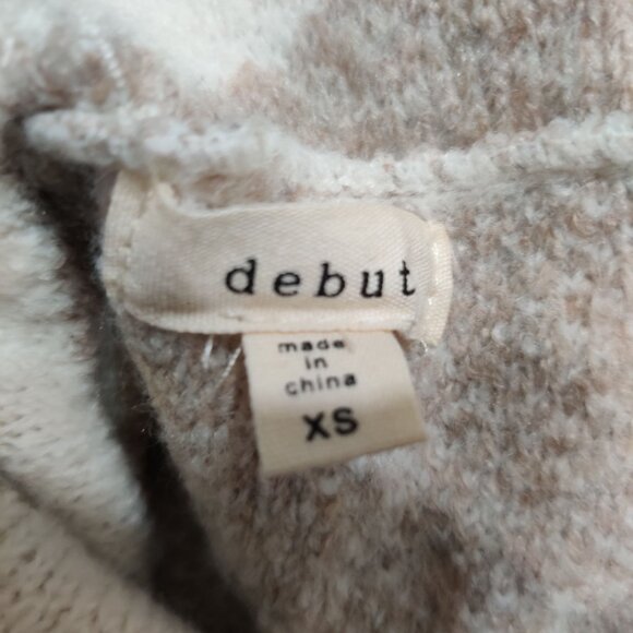 Debut XS Beige Cream Zebra Print Oversized Cowl Neck Sweater Textured Knit Cute - Picture 7 of 12